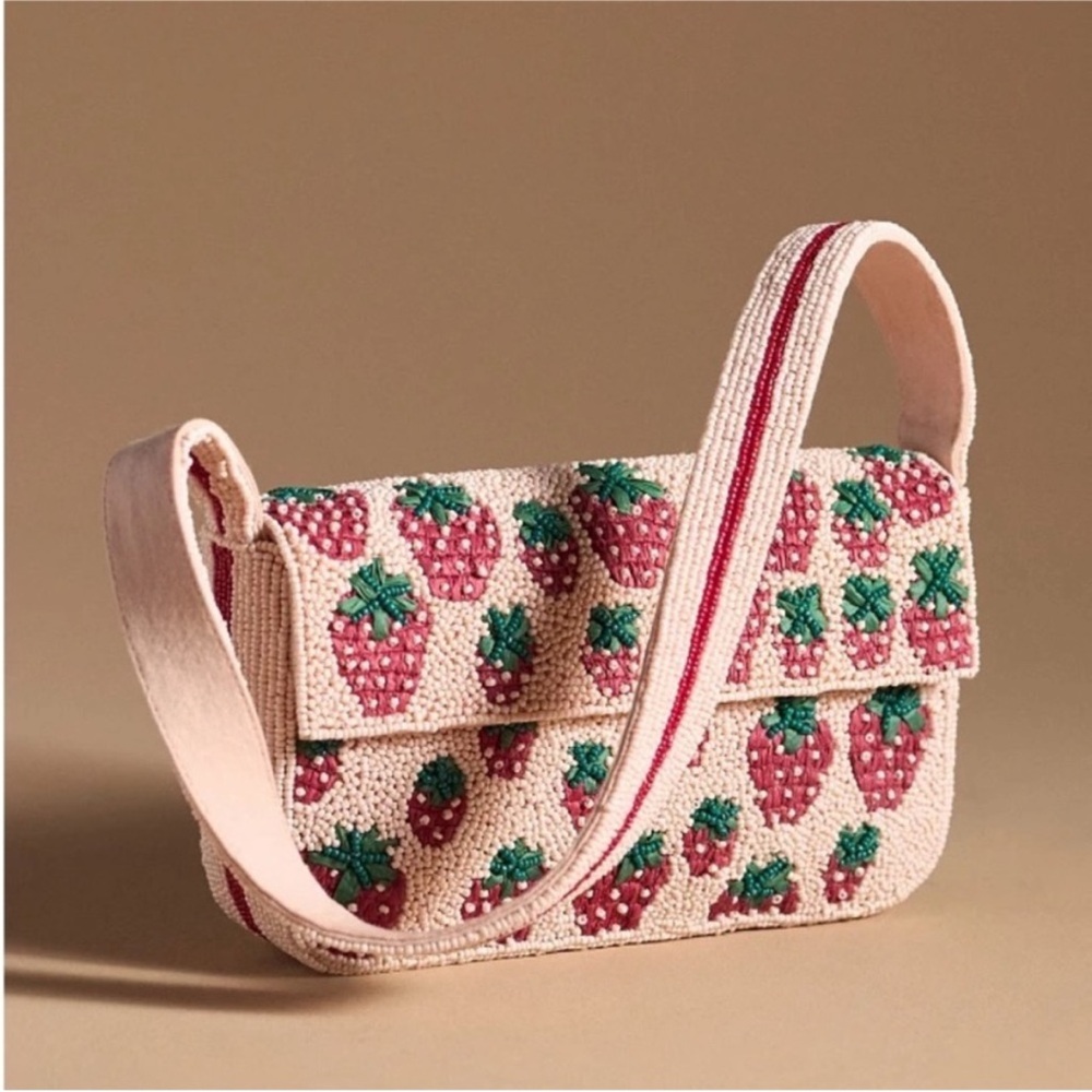 Anthropologie The Fiona Beaded Bag: Food & Drink Edition Strawberry Fields - Picture 2 of 11